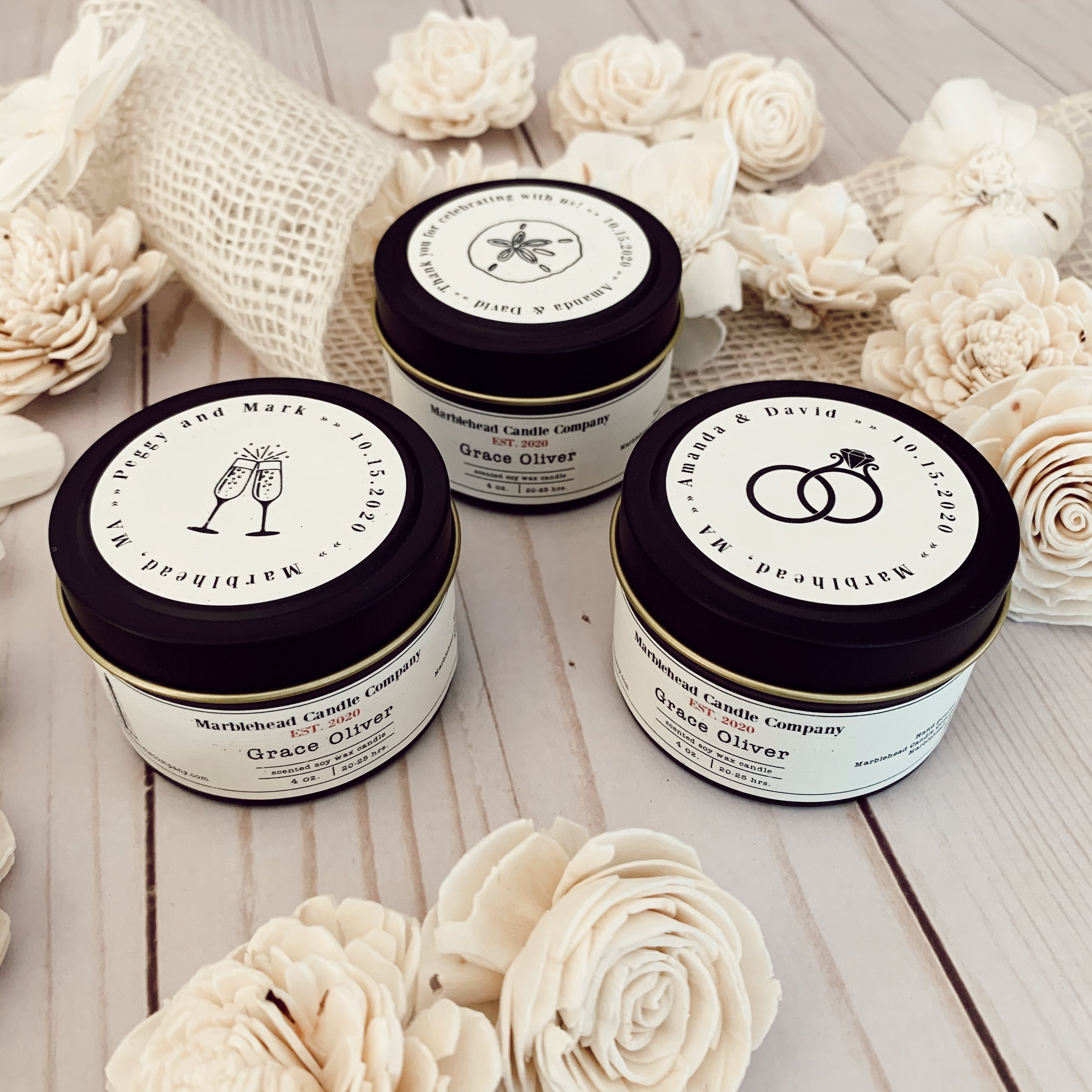 Personalized Wedding and Party Favors Marblehead Candle Company