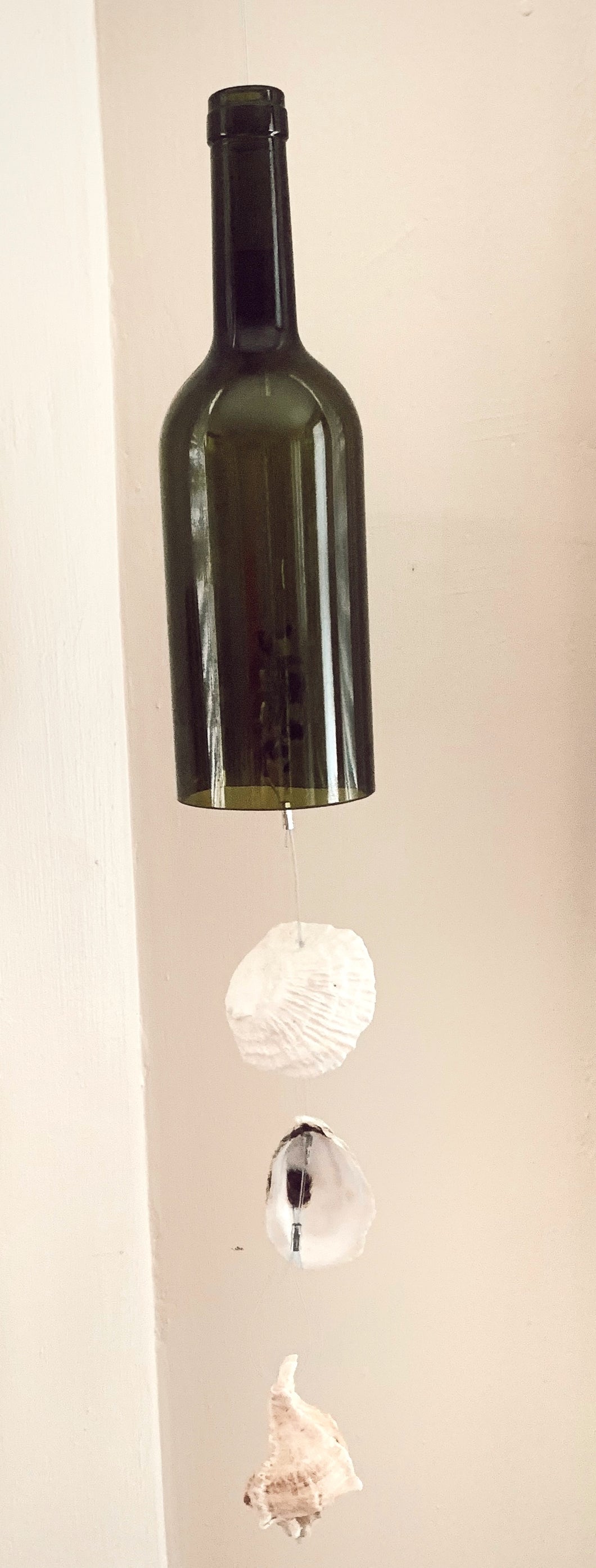 Upcycled Wine Bottle Wind Chime-Green